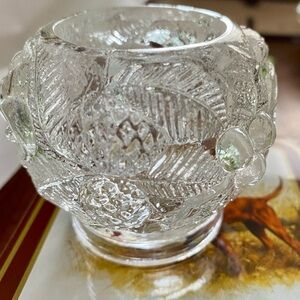 Christmas Candle Holder by Vetreria Etrusca Italy in 1980s. EUC. Beautiful Heavy